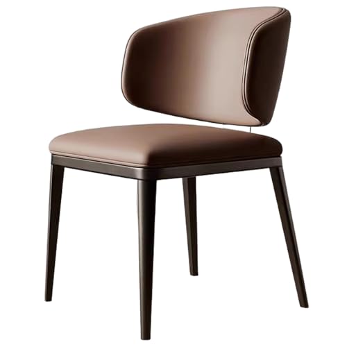 ZTGL Esszimmerstühle aus PU Leder, Küchenstühle Esszimmer Stühle mit Metallbeinen, Modern Armlose Akzentstühle mit Rückenlehnen, Polsterstuhl Essstühle für Wohnzimmer Küche Büro Brown,1Pcs von ZTGL