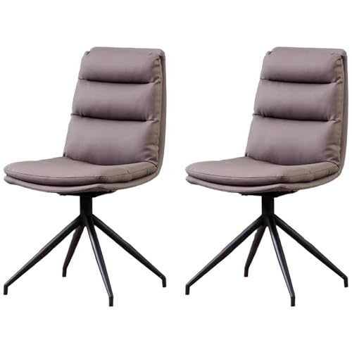 ZTGL Esszimmerstuhl Drehstuhl, Moderner Essstuhl, Kunstleder-Küchenstühle mit Gepolstertem Sitz, Rückenlehne Küchenstühle Polsterstuhl, Metallbeine, für Esszimmer/Wohnzimmer Dark Gray, 2Pcs von ZTGL
