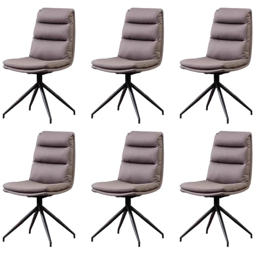 ZTGL Esszimmerstuhl Drehstuhl, Moderner Essstuhl, Kunstleder-Küchenstühle mit Gepolstertem Sitz, Rückenlehne Küchenstühle Polsterstuhl, Metallbeine, für Esszimmer/Wohnzimmer Dark Gray, 6Pcs von ZTGL