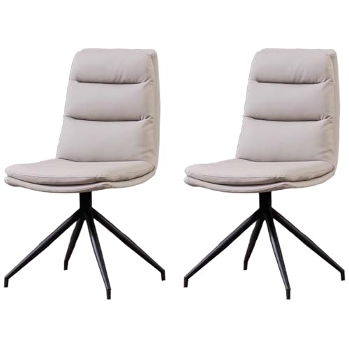 ZTGL Esszimmerstuhl Drehstuhl, Moderner Essstuhl, Kunstleder-Küchenstühle mit Gepolstertem Sitz, Rückenlehne Küchenstühle Polsterstuhl, Metallbeine, für Esszimmer/Wohnzimmer Light Gray, 2Pcs von ZTGL