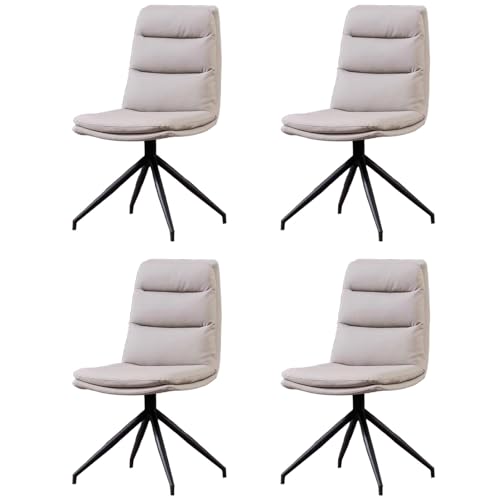 ZTGL Esszimmerstuhl Drehstuhl, Moderner Essstuhl, Kunstleder-Küchenstühle mit Gepolstertem Sitz, Rückenlehne Küchenstühle Polsterstuhl, Metallbeine, für Esszimmer/Wohnzimmer Light Gray, 4Pcs von ZTGL