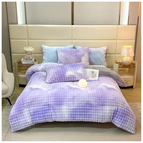 ZTGL Flauschige Kaschmir Steppdecken, Dicke Und Warme Bettdecke Im Winter, Winter Doppelseitige Lammsamt Decke, Dicker Warmer Bettdecke Bettwäsche, Luxus Lamm-Kaschmir Steppdecke F, 200×230cm/4kg von ZTGL