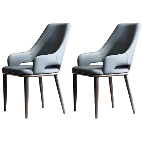 ZTGL Gepolsterter Esszimmerstühle, Esszimmerstühle Kunstleder, Küchenstühle mit Rückenlehne Metallbeine, Ergonomischer Polsterstuhl, Moderne Esstisch Stühle Wohnzimmerstuhl Sessel Blue, 2Pcs von ZTGL