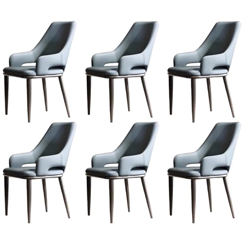 ZTGL Gepolsterter Esszimmerstühle, Esszimmerstühle Kunstleder, Küchenstühle mit Rückenlehne Metallbeine, Ergonomischer Polsterstuhl, Moderne Esstisch Stühle Wohnzimmerstuhl Sessel Blue, 6Pcs von ZTGL
