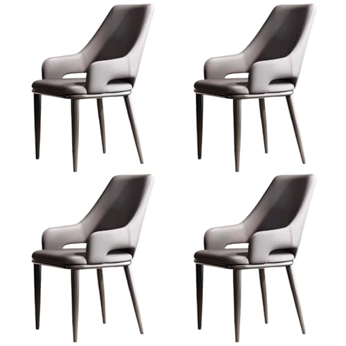 ZTGL Gepolsterter Esszimmerstühle, Esszimmerstühle Kunstleder, Küchenstühle mit Rückenlehne Metallbeine, Ergonomischer Polsterstuhl, Moderne Esstisch Stühle Wohnzimmerstuhl Sessel Dark Gray, 4Pcs von ZTGL