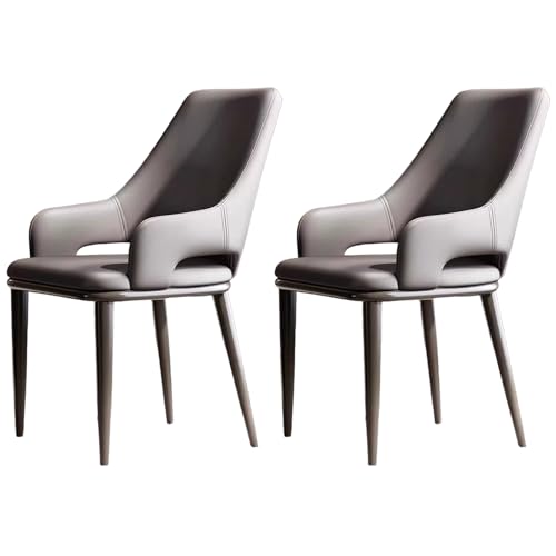 ZTGL Gepolsterter Esszimmerstühle, Esszimmerstühle Kunstleder, Küchenstühle mit Rückenlehne Metallbeine, Ergonomischer Polsterstuhl, Moderne Esstisch Stühle Wohnzimmerstuhl Sessel Dark Gray, 2Pcs von ZTGL