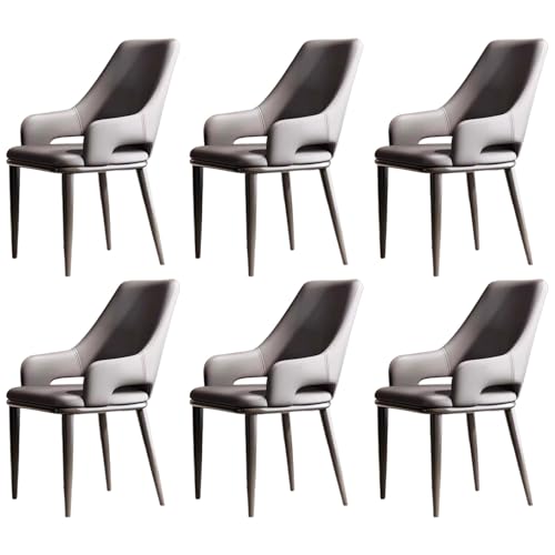 ZTGL Gepolsterter Esszimmerstühle, Esszimmerstühle Kunstleder, Küchenstühle mit Rückenlehne Metallbeine, Ergonomischer Polsterstuhl, Moderne Esstisch Stühle Wohnzimmerstuhl Sessel Dark Gray, 6Pcs von ZTGL