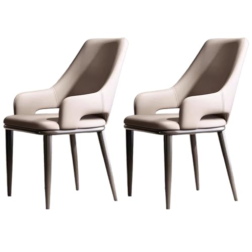 ZTGL Gepolsterter Esszimmerstühle, Esszimmerstühle Kunstleder, Küchenstühle mit Rückenlehne Metallbeine, Ergonomischer Polsterstuhl, Moderne Esstisch Stühle Wohnzimmerstuhl Sessel Light Gray, 2Pcs von ZTGL