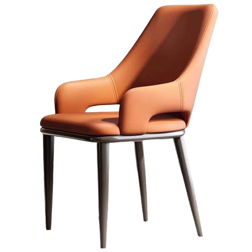 ZTGL Gepolsterter Esszimmerstühle, Esszimmerstühle Kunstleder, Küchenstühle mit Rückenlehne Metallbeine, Ergonomischer Polsterstuhl, Moderne Esstisch Stühle Wohnzimmerstuhl Sessel Orange,1Pcs von ZTGL