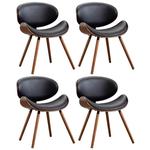 ZTGL Gepolstertes Esszimmerstuhl Set, PU-Leder Küchenstuhl Polsterstuhl, Beinen aus Massivem Buchenholz, Modernes Ergonomischer Stuhl für Wohnzimmer, Esszimmer, Büro, Schlafzimmer Black, 4Pcs von ZTGL