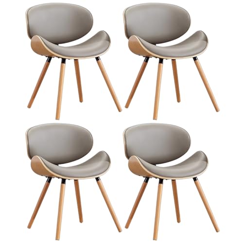 ZTGL Gepolstertes Esszimmerstuhl Set, PU-Leder Küchenstuhl Polsterstuhl, Beinen aus Massivem Buchenholz, Modernes Ergonomischer Stuhl für Wohnzimmer, Esszimmer, Büro, Schlafzimmer Gray A, 4Pcs von ZTGL