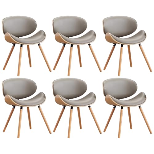ZTGL Gepolstertes Esszimmerstuhl Set, PU-Leder Küchenstuhl Polsterstuhl, Beinen aus Massivem Buchenholz, Modernes Ergonomischer Stuhl für Wohnzimmer, Esszimmer, Büro, Schlafzimmer Gray A, 6Pcs von ZTGL
