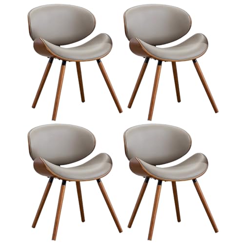ZTGL Gepolstertes Esszimmerstuhl Set, PU-Leder Küchenstuhl Polsterstuhl, Beinen aus Massivem Buchenholz, Modernes Ergonomischer Stuhl für Wohnzimmer, Esszimmer, Büro, Schlafzimmer Gray B, 4Pcs von ZTGL