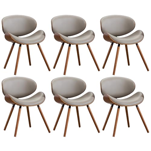 ZTGL Gepolstertes Esszimmerstuhl Set, PU-Leder Küchenstuhl Polsterstuhl, Beinen aus Massivem Buchenholz, Modernes Ergonomischer Stuhl für Wohnzimmer, Esszimmer, Büro, Schlafzimmer Gray B, 6Pcs von ZTGL