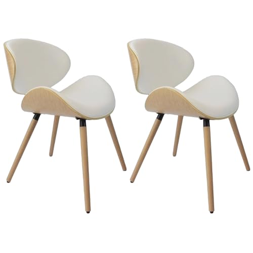 ZTGL Gepolstertes Esszimmerstuhl Set, PU-Leder Küchenstuhl Polsterstuhl, Beinen aus Massivem Buchenholz, Modernes Ergonomischer Stuhl für Wohnzimmer, Esszimmer, Büro, Schlafzimmer White A, 2Pcs von ZTGL