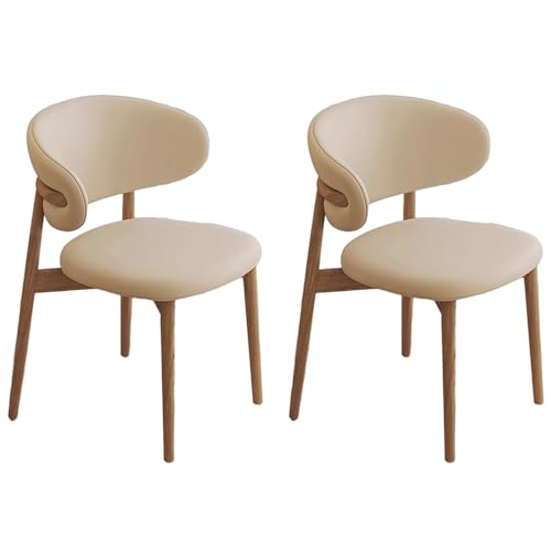 ZTGL Moderne Esszimmerstühle Set mit Holzbeinen, Polsterstuhl Küchenstuhl Kunstleder, Esszimmer Stühle mit Gepolsterter Rückenlehne, für Wohnzimmer, Schlafzimmer und Esszimmer Khaki A, 2Pcs von ZTGL