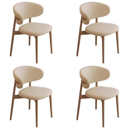 ZTGL Moderne Esszimmerstühle Set mit Holzbeinen, Polsterstuhl Küchenstuhl Kunstleder, Esszimmer Stühle mit Gepolsterter Rückenlehne, für Wohnzimmer, Schlafzimmer und Esszimmer Khaki A, 4Pcs von ZTGL