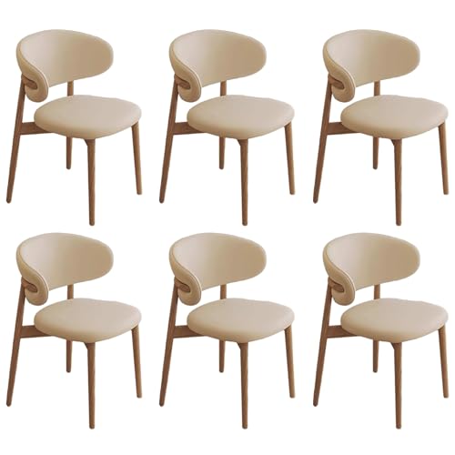 ZTGL Moderne Esszimmerstühle Set mit Holzbeinen, Polsterstuhl Küchenstuhl Kunstleder, Esszimmer Stühle mit Gepolsterter Rückenlehne, für Wohnzimmer, Schlafzimmer und Esszimmer Khaki A, 6Pcs von ZTGL