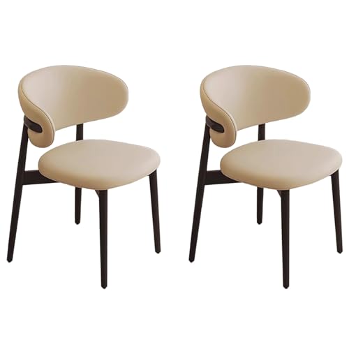 ZTGL Moderne Esszimmerstühle Set mit Holzbeinen, Polsterstuhl Küchenstuhl Kunstleder, Esszimmer Stühle mit Gepolsterter Rückenlehne, für Wohnzimmer, Schlafzimmer und Esszimmer Khaki B, 2Pcs von ZTGL