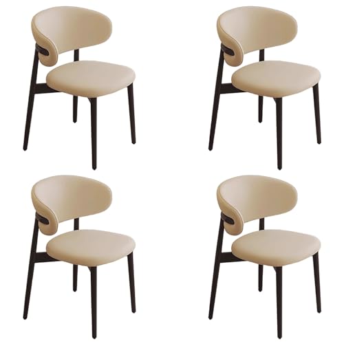 ZTGL Moderne Esszimmerstühle Set mit Holzbeinen, Polsterstuhl Küchenstuhl Kunstleder, Esszimmer Stühle mit Gepolsterter Rückenlehne, für Wohnzimmer, Schlafzimmer und Esszimmer Khaki B, 4Pcs von ZTGL