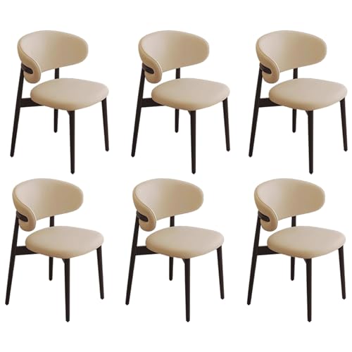ZTGL Moderne Esszimmerstühle Set mit Holzbeinen, Polsterstuhl Küchenstuhl Kunstleder, Esszimmer Stühle mit Gepolsterter Rückenlehne, für Wohnzimmer, Schlafzimmer und Esszimmer Khaki B, 6Pcs von ZTGL