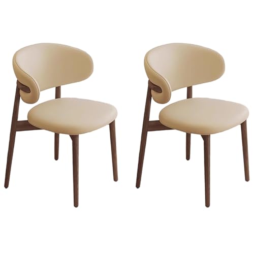 ZTGL Moderne Esszimmerstühle Set mit Holzbeinen, Polsterstuhl Küchenstuhl Kunstleder, Esszimmer Stühle mit Gepolsterter Rückenlehne, für Wohnzimmer, Schlafzimmer und Esszimmer Khaki C, 2Pcs von ZTGL