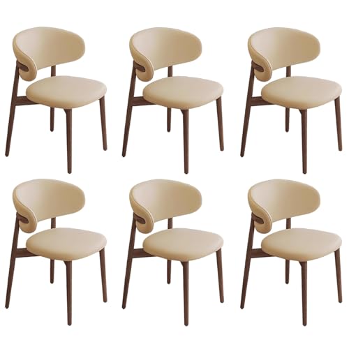 ZTGL Moderne Esszimmerstühle Set mit Holzbeinen, Polsterstuhl Küchenstuhl Kunstleder, Esszimmer Stühle mit Gepolsterter Rückenlehne, für Wohnzimmer, Schlafzimmer und Esszimmer Khaki C, 6Pcs von ZTGL