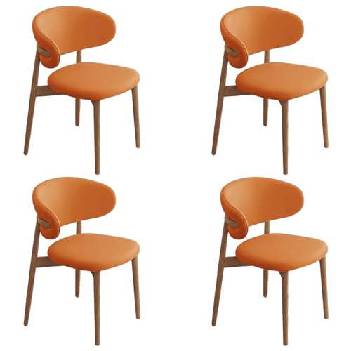 ZTGL Moderne Esszimmerstühle Set mit Holzbeinen, Polsterstuhl Küchenstuhl Kunstleder, Esszimmer Stühle mit Gepolsterter Rückenlehne, für Wohnzimmer, Schlafzimmer und Esszimmer Orange A, 4Pcs von ZTGL