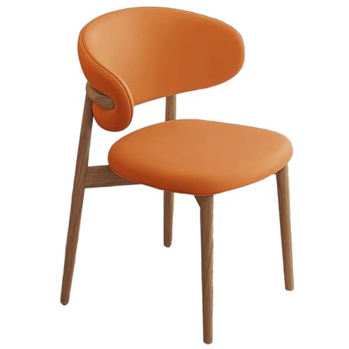 ZTGL Moderne Esszimmerstühle Set mit Holzbeinen, Polsterstuhl Küchenstuhl Kunstleder, Esszimmer Stühle mit Gepolsterter Rückenlehne, für Wohnzimmer, Schlafzimmer und Esszimmer Orange A,1Pcs von ZTGL