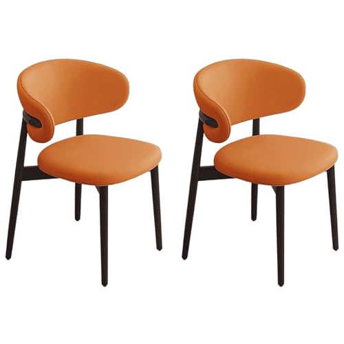 ZTGL Moderne Esszimmerstühle Set mit Holzbeinen, Polsterstuhl Küchenstuhl Kunstleder, Esszimmer Stühle mit Gepolsterter Rückenlehne, für Wohnzimmer, Schlafzimmer und Esszimmer Orange B, 2Pcs von ZTGL