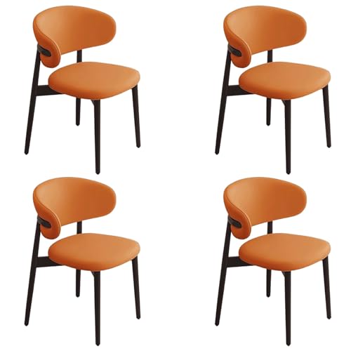 ZTGL Moderne Esszimmerstühle Set mit Holzbeinen, Polsterstuhl Küchenstuhl Kunstleder, Esszimmer Stühle mit Gepolsterter Rückenlehne, für Wohnzimmer, Schlafzimmer und Esszimmer Orange B, 4Pcs von ZTGL