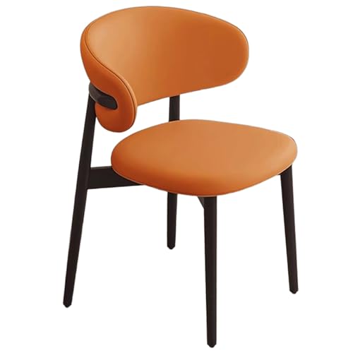 ZTGL Moderne Esszimmerstühle Set mit Holzbeinen, Polsterstuhl Küchenstuhl Kunstleder, Esszimmer Stühle mit Gepolsterter Rückenlehne, für Wohnzimmer, Schlafzimmer und Esszimmer Orange B,1Pcs von ZTGL