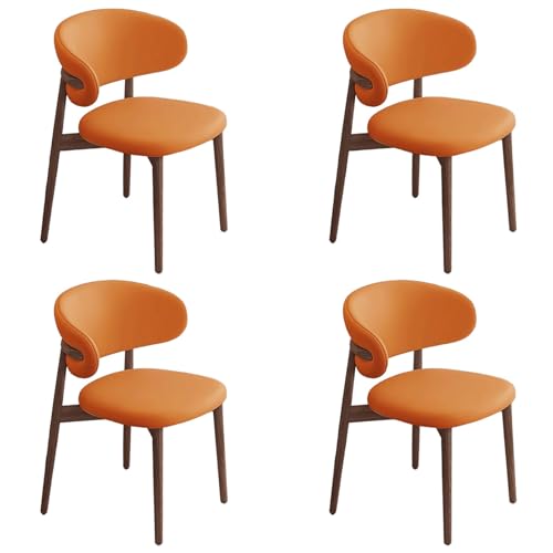 ZTGL Moderne Esszimmerstühle Set mit Holzbeinen, Polsterstuhl Küchenstuhl Kunstleder, Esszimmer Stühle mit Gepolsterter Rückenlehne, für Wohnzimmer, Schlafzimmer und Esszimmer Orange C, 4Pcs von ZTGL