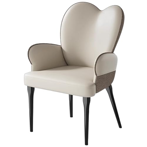 ZTGL Moderner Gepolsterter Esszimmerstuhl, Extra Dickes Sitzkissen, Küchenstuhl mit Armlehne und Rückenlehne, Metallbeine, Esszimmerstühle für Wohnzimmer Schlafzimmer Küche Rezeption Beige,1Pcs von ZTGL