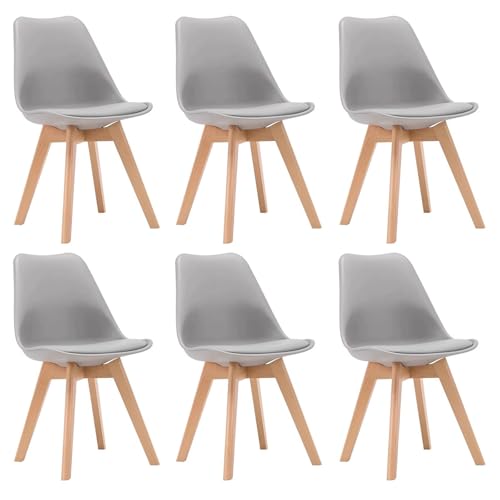 ZTGL Modernes Esszimmerstühle Set, Gepolsterter Küchenstuhl Essstühle mit Beine aus Buche Massiv, Stuhl Esszimmer Wohnzimmerstuhl aus Kunstleder, für Esszimmer Schlafzimmer Küche Gray, 6Pcs ZTGL Modernes Esszimmerstühle Set, Gepolsterter Küchenstuhl Essstühle mit Beine aus Buche Massiv, Stuhl Esszimmer Wohnzimmerstuhl aus Kunstleder, für Esszimmer Schlafzimmer Küche Gray, 6Pcs von ZTGL