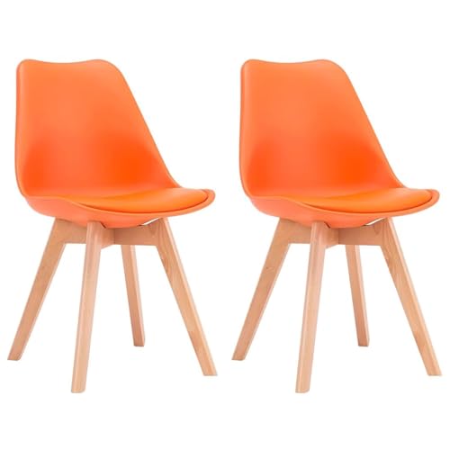 ZTGL Modernes Esszimmerstühle Set, Gepolsterter Küchenstuhl Essstühle mit Beine aus Buche Massiv, Stuhl Esszimmer Wohnzimmerstuhl aus Kunstleder, für Esszimmer Schlafzimmer Küche Orange, 2Pcs von ZTGL