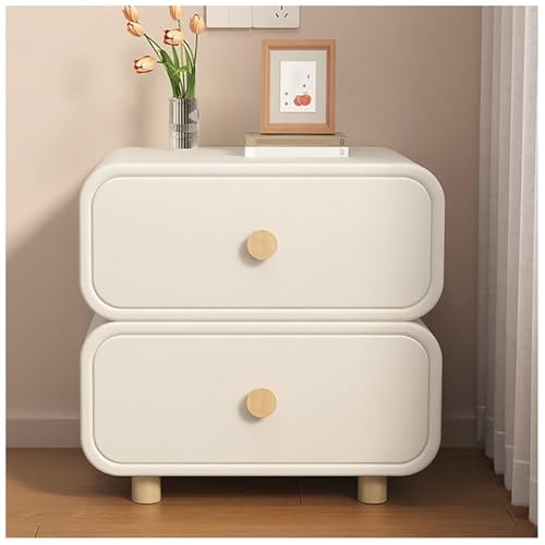 ZTGL Nachttisch, Nachttische aus Massivholz mit 2 Schubladen, Nachtschrank für Schlafzimmer, Wohnzimmer, Nachtkommode aus Beine aus Massivholz, Praktisches Nachtkästchen D1, 50cm von ZTGL