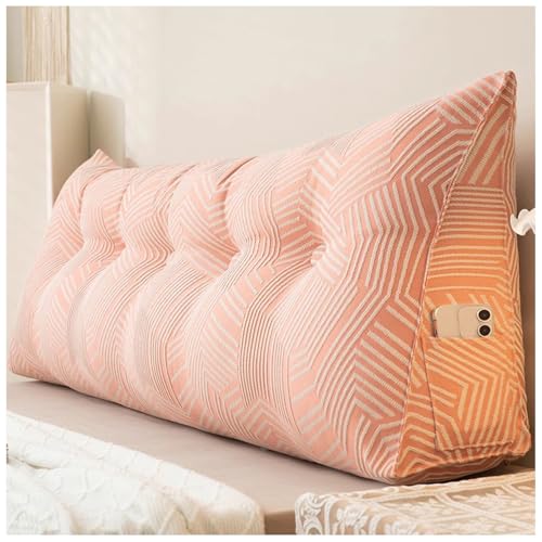 ZTGL Rückenkissen Keilkissen für Bett und Sofa, Dreieckiges Kopfteil Lesekissen, Großes Rückenlehnenkissen mit Abnehmbarem Bezug, Rückenkissen für Lendenwirbelstütze, Seitenfach D, 120 * 20 * 50cm von ZTGL