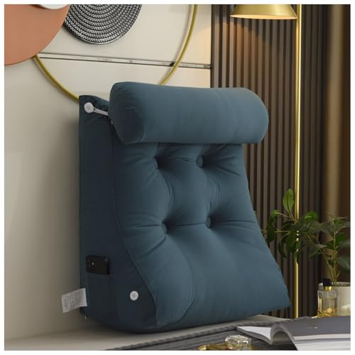 ZTGL Rückenkissen mit Nackenrolle Dreieck, Ergonomisch Geformtes Keilkissen, Bequemes Lesekissen für Bett, Perfekt für Rückenunterstützung beim Entspannen, Spielen, oder Fernsehen K, 55 * 60 * 26cm von ZTGL