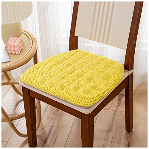 ZTGL Sitzkissen Cord, Stuhlkissen 40x43 mit Bändern für Esszimmer, Sitzpolster Stuhl Trapez, Dick Rutschfestesstuhl Kissen mit Abnehmbarem und Waschbar Bezug,Gelb,(Pack of 4) von ZTGL