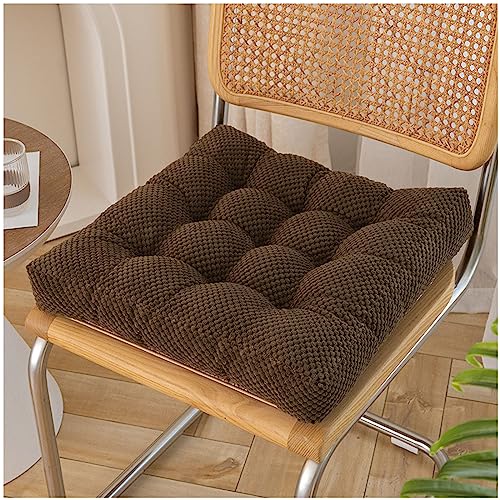 ZTGL Sitzpolster Quadratisch, Gepolstertes Sitzkissen Warme Dickes Stuhlkissen Waschbar, Stuhlpolster/Matratzenkissen Für Stühle, Bodenkissen Für Esszimmer/Küche/Terrasse/Stuhl,Braun,45x45cm von ZTGL