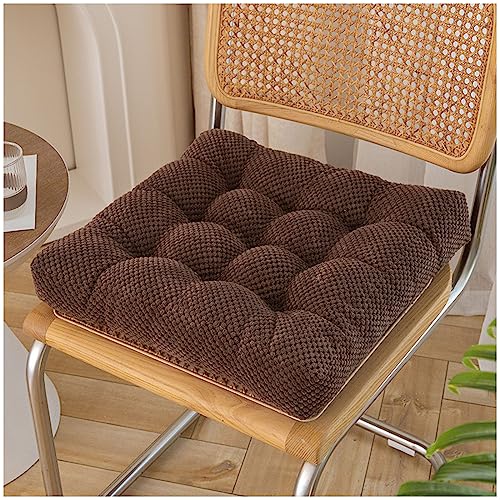 ZTGL Sitzpolster Quadratisch, Gepolstertes Sitzkissen Warme Dickes Stuhlkissen Waschbar, Stuhlpolster/Matratzenkissen Für Stühle, Bodenkissen Für Esszimmer/Küche/Terrasse/Stuhl,Kaffee,50x50cm von ZTGL