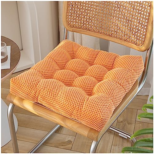 ZTGL Sitzpolster Quadratisch, Gepolstertes Sitzkissen Warme Dickes Stuhlkissen Waschbar, Stuhlpolster/Matratzenkissen Für Stühle, Bodenkissen Für Esszimmer/Küche/Terrasse/Stuhl,Orange,45x45cm von ZTGL