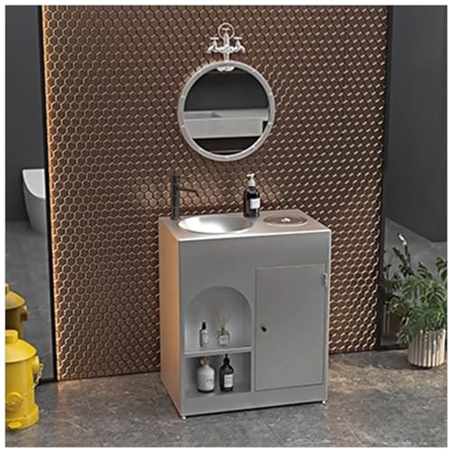 ZTGL Waschbecken mit Unterschrank Aufsatzwaschbecken Badmöbel-Set Rechteckig Waschbeckenunterschrank mit Wasserhahn & Ablaufgarnitur, Industrial Style Waschbecken Waschtisch E, with Mirror ZTGL Waschbecken mit Unterschrank Aufsatzwaschbecken Badmöbel-Set Rechteckig Waschbeckenunterschrank mit Wasserhahn & Ablaufgarnitur, Industrial Style Waschbecken Waschtisch E, with Mirror von ZTGL