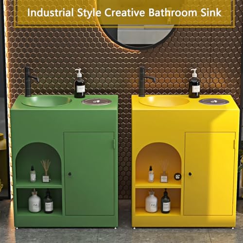 ZTGL Waschbecken mit Unterschrank Aufsatzwaschbecken Badmöbel-Set Rechteckig Waschbeckenunterschrank mit Wasserhahn & Ablaufgarnitur, Industrial Style Waschbecken Waschtisch E1, with Mirror von ZTGL