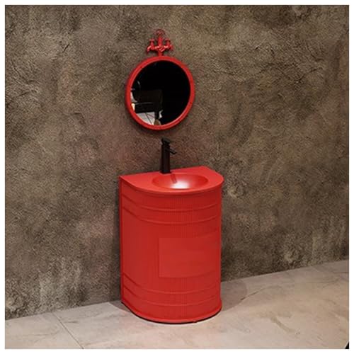 ZTGL Waschbeckenunterschrank, Badezimmer Waschtische 57×47×85cm, Industriestil Badezimmerschrank Waschtischunterschrank, Badmöbel Set Eisenkunst Freistehende Waschbecken Waschplatz A,with Mirror von ZTGL