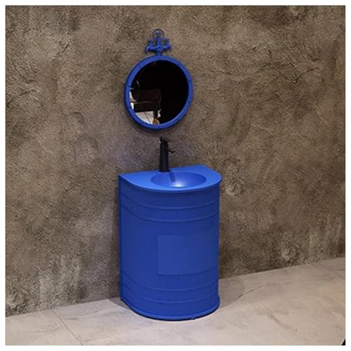 ZTGL Waschbeckenunterschrank, Badezimmer Waschtische 57×47×85cm, Industriestil Badezimmerschrank Waschtischunterschrank, Badmöbel Set Eisenkunst Freistehende Waschbecken Waschplatz F,with Mirror von ZTGL