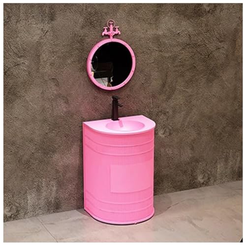 ZTGL Waschbeckenunterschrank, Badezimmer Waschtische 57×47×85cm, Industriestil Badezimmerschrank Waschtischunterschrank, Badmöbel Set Eisenkunst Freistehende Waschbecken Waschplatz G,with Mirror von ZTGL