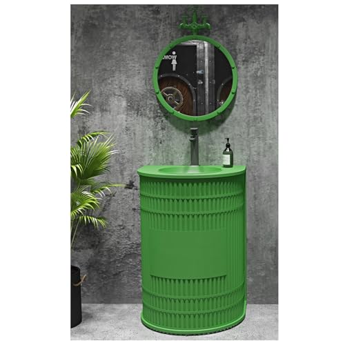 ZTGL Waschbeckenunterschrank, Badezimmer Waschtische 57×47×85cm, Industriestil Badezimmerschrank Waschtischunterschrank, Badmöbel Set Eisenkunst Freistehende Waschbecken Waschplatz H,with Mirror von ZTGL