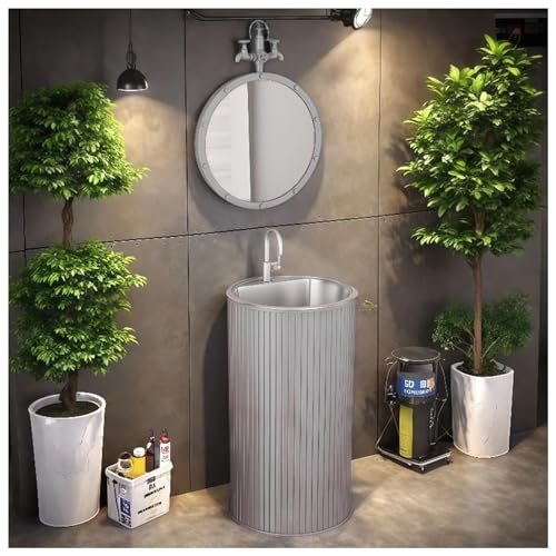 ZTGL Waschbeckenunterschrank, Modernes Badezimmermöbel Waschtisch, Freistehende Waschbecken Gäste WC Waschplatz Standwaschbecken Waschtisch, Badmöbel Set Waschbecken mit Wasserhahn C, with Mirror von ZTGL